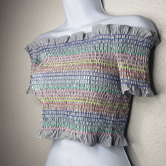 Storia Sz S Shirred Rainbow Stripped Cropped Top  2- Piece Skirt Set (887) - Picture 3 of 8